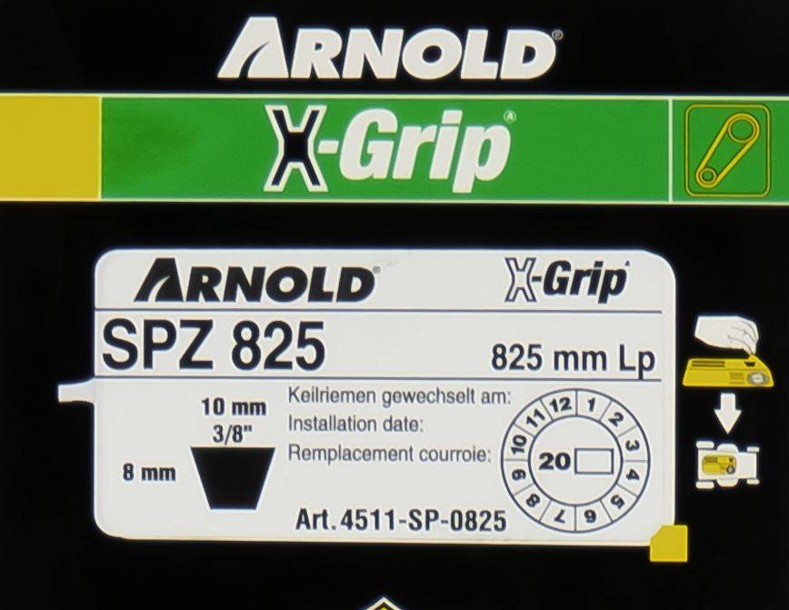 Arnold - Courroie trapézoïdale X-Grip V de type SPZ 825 Arnold - Imagen 2