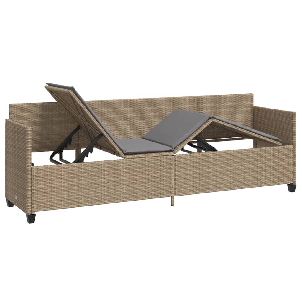 Maison Chic - Bain de soleil - Transat - Chaise longue avec coussins beige résine tressée - MEUBLE PRO-JU6545 - Image 4