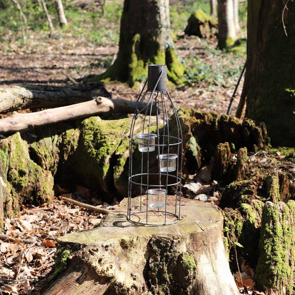 Lanterne extérieure jardin à poser bougie ancienne métal gris 46 cm Chemin de campagne - Imagen 3
