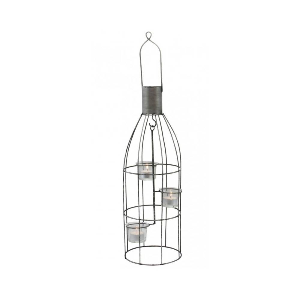 Lanterne extérieure jardin à poser bougie ancienne métal gris 46 cm Chemin de campagne - Imagen 1