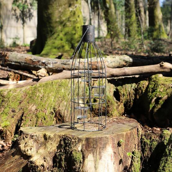 Lanterne extérieure jardin à poser bougie ancienne métal gris 46 cm Chemin de campagne - Imagen 4