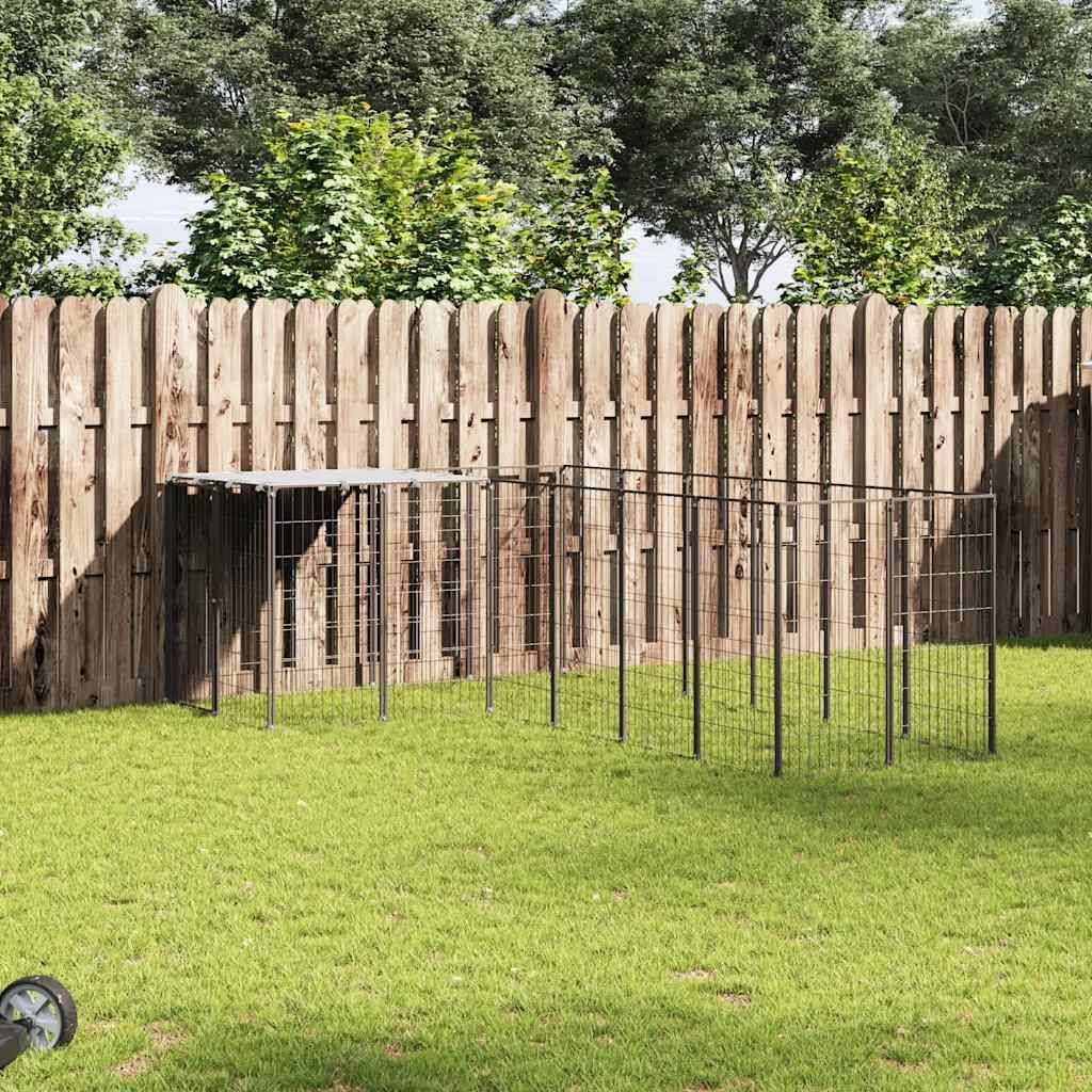 Vidaxl - Chenil Noir 8,47 m² Acier vidaXL 3082212 - Imagen 1