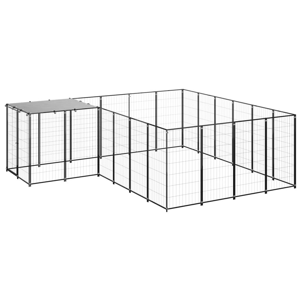 Vidaxl - Chenil Noir 8,47 m² Acier vidaXL 3082212 - Imagen 2