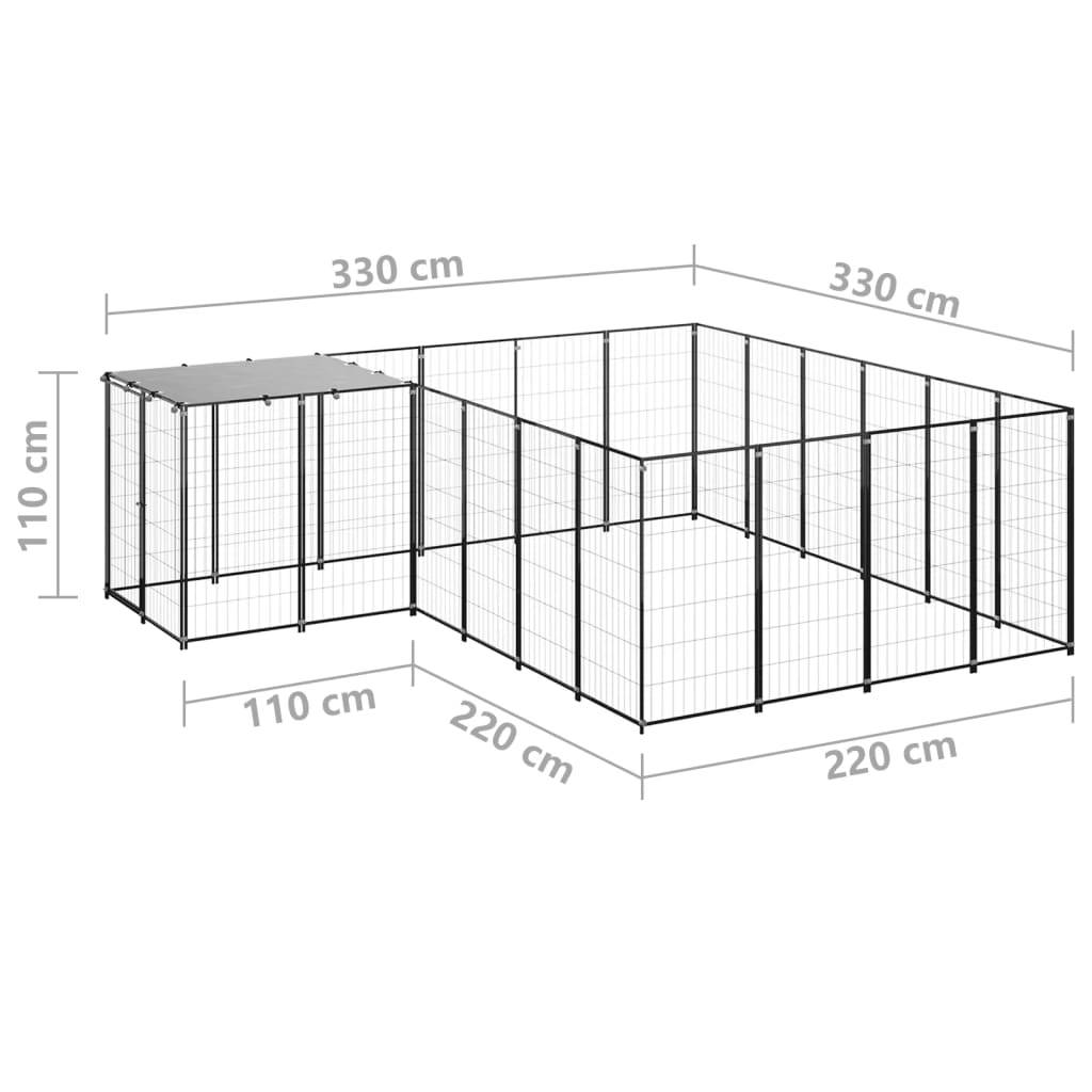 Vidaxl - Chenil Noir 8,47 m² Acier vidaXL 3082212 - Imagen 3