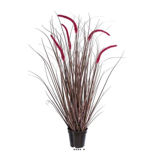 Jolie graminée artificielle en pot avec fleurons H 89 cm D 30 cm aubergine - Image 1