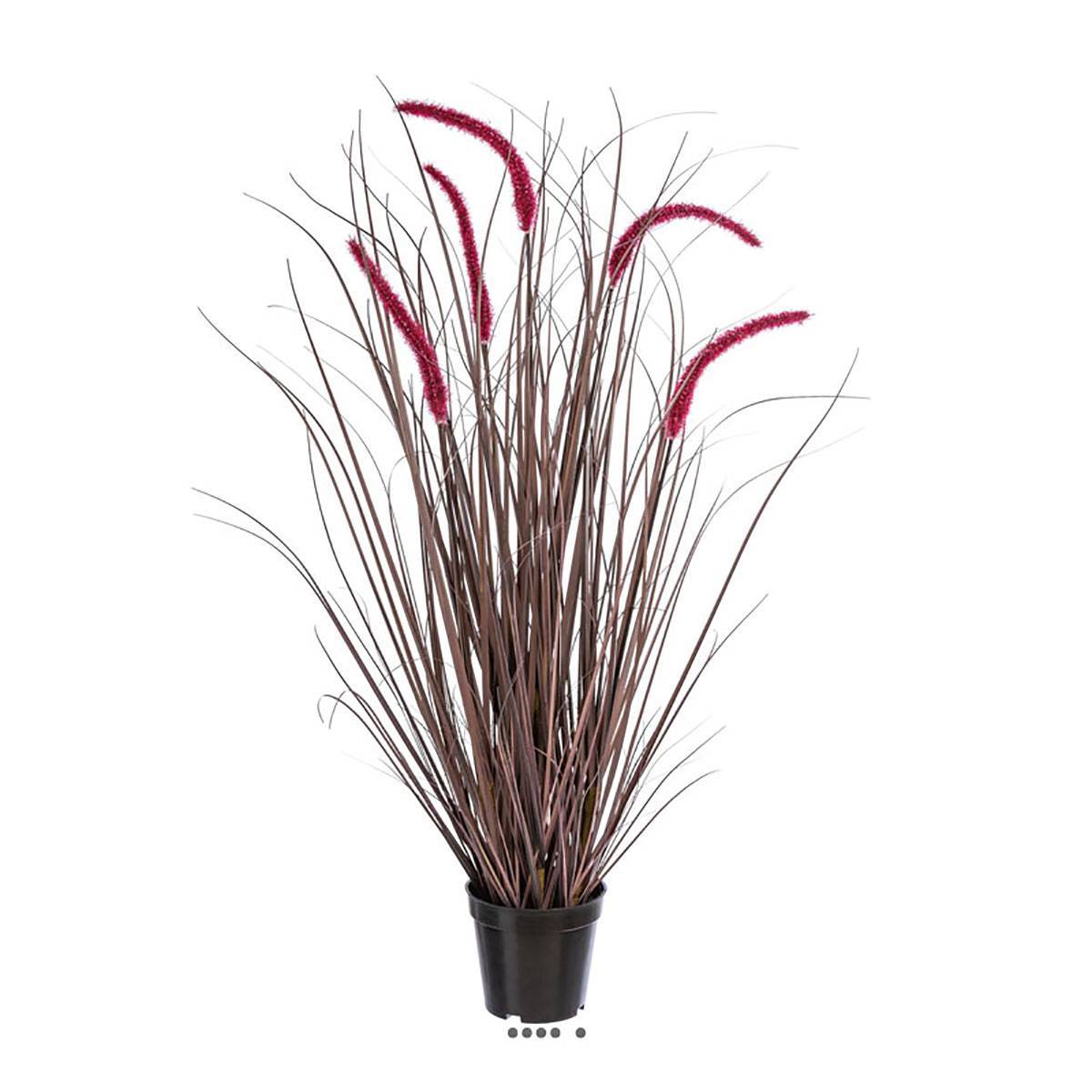 Jolie graminée artificielle en pot avec fleurons H 89 cm D 30 cm aubergine - Image 1