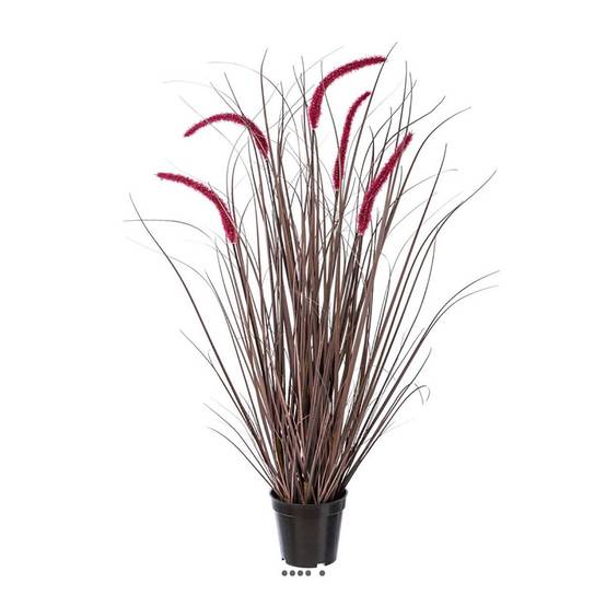 Jolie graminée artificielle en pot avec fleurons H 89 cm D 30 cm aubergine - Image 2