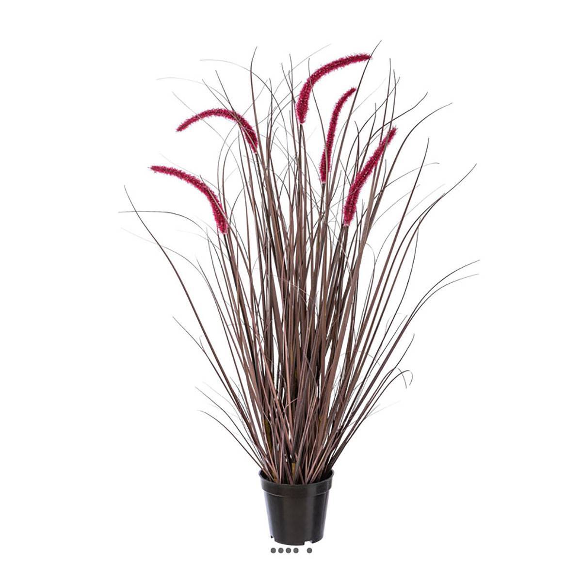 Jolie graminée artificielle en pot avec fleurons H 89 cm D 30 cm aubergine - Image 2