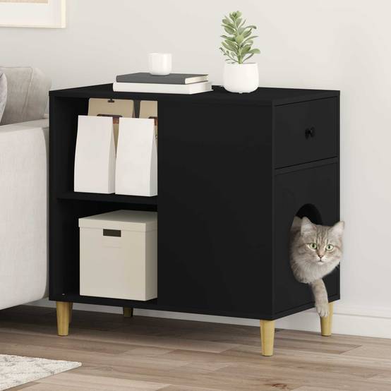 Grande Maison Chat Bois Repos Noir 72cm pour Grand Chat Durable Sûr - ComfortXL Outdoor Living - Image 1