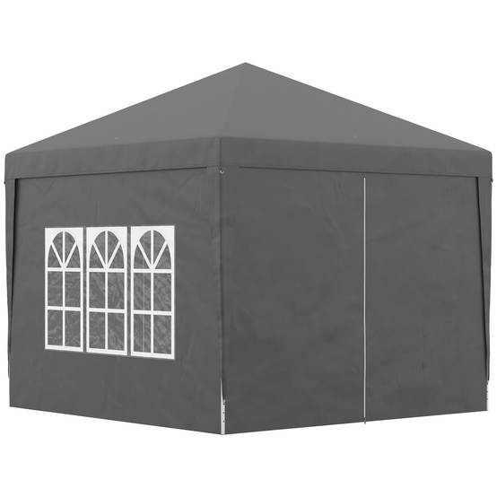 ComfortXL - Tonnelle pliante acier tissu Oxford jardin panneaux latéraux protection UV 3x3m gris - ComfortXL Outdoor Living - Image 2