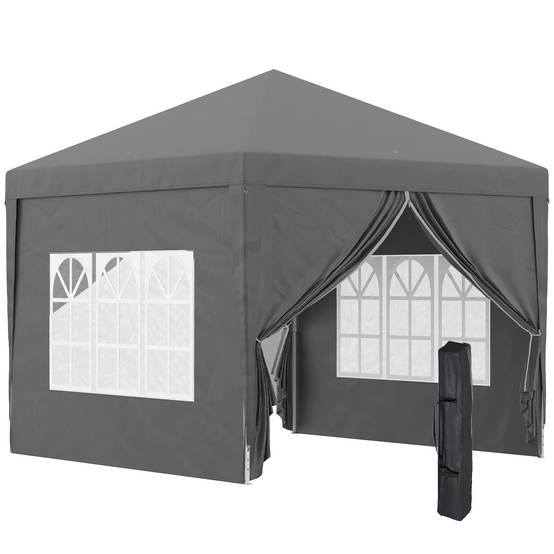 ComfortXL - Tonnelle pliante acier tissu Oxford jardin panneaux latéraux protection UV 3x3m gris - ComfortXL Outdoor Living - Image 1