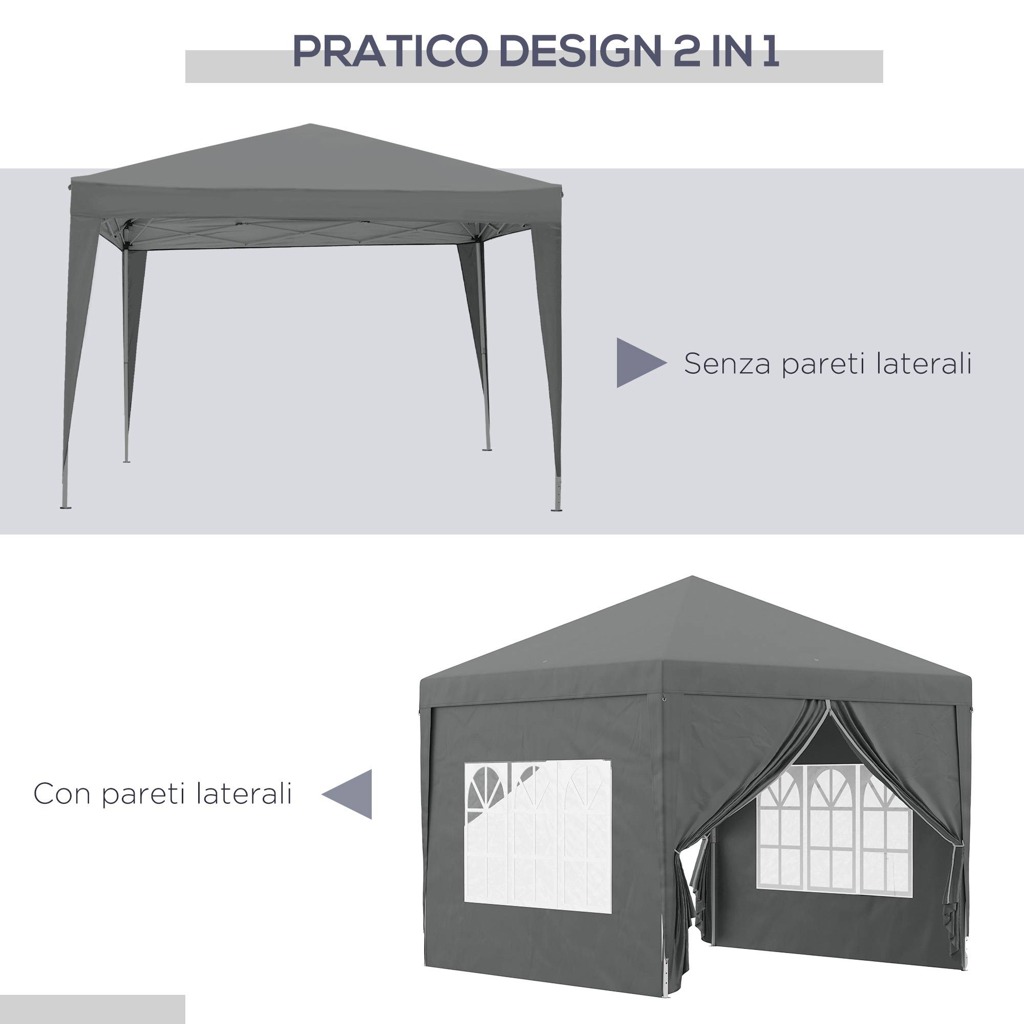 ComfortXL - Tonnelle pliante acier tissu Oxford jardin panneaux latéraux protection UV 3x3m gris - ComfortXL Outdoor Living - Image 6