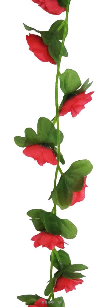Artificielles - Guirlande de 45 Minis Roses artificielles Tissu L 215 cm Rose fushia - couleur: Rose fushia 730 - Imagen 1