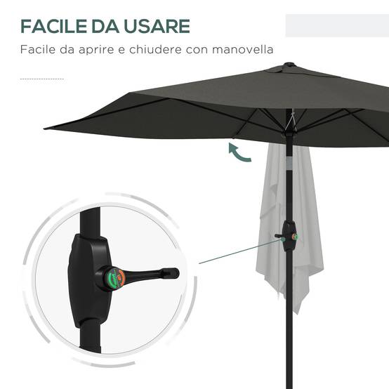 ComfortXL - Parasol rectangulaire aluminium extérieur pour terrasse inclinable avec manivelle gris - ComfortXL Outdoor Living - Image 7