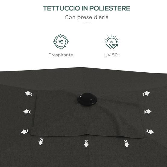 ComfortXL - Parasol rectangulaire aluminium extérieur pour terrasse inclinable avec manivelle gris - ComfortXL Outdoor Living - Image 9