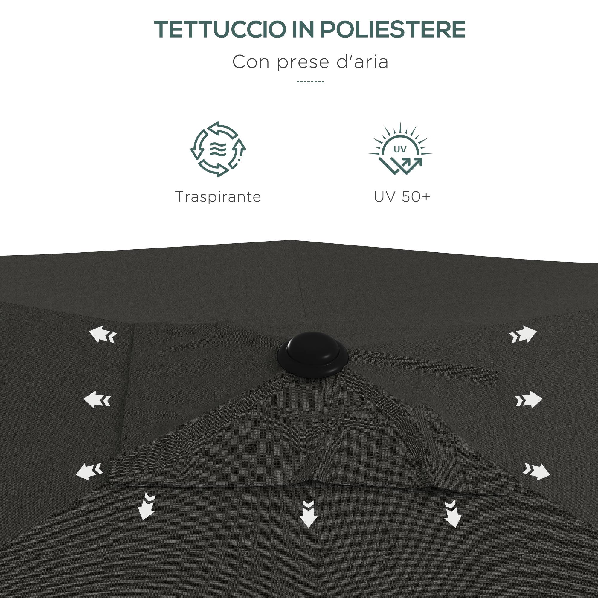 ComfortXL - Parasol rectangulaire aluminium extérieur pour terrasse inclinable avec manivelle gris - ComfortXL Outdoor Living - Image 9