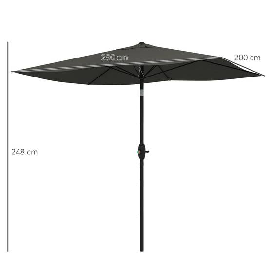 ComfortXL - Parasol rectangulaire aluminium extérieur pour terrasse inclinable avec manivelle gris - ComfortXL Outdoor Living - Image 5