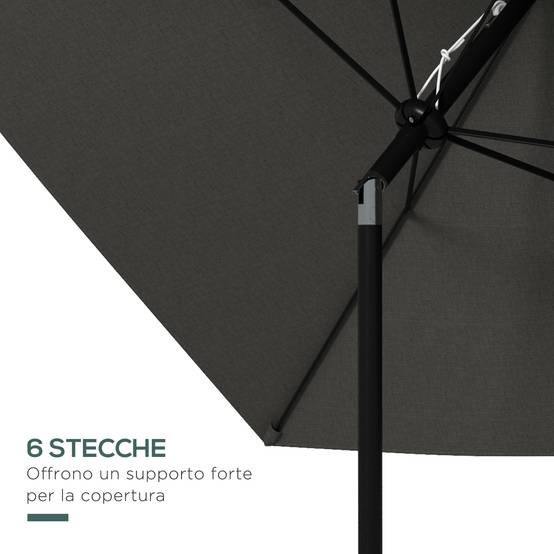 ComfortXL - Parasol rectangulaire aluminium extérieur pour terrasse inclinable avec manivelle gris - ComfortXL Outdoor Living - Image 8