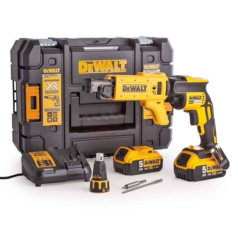 Visseuse à placo 18V DEWALT DCF620P2K-QW Brushless avec coffret, 2 batteries 5,0 Ah et un chargeur pour vis à bande Dewalt - Image 1