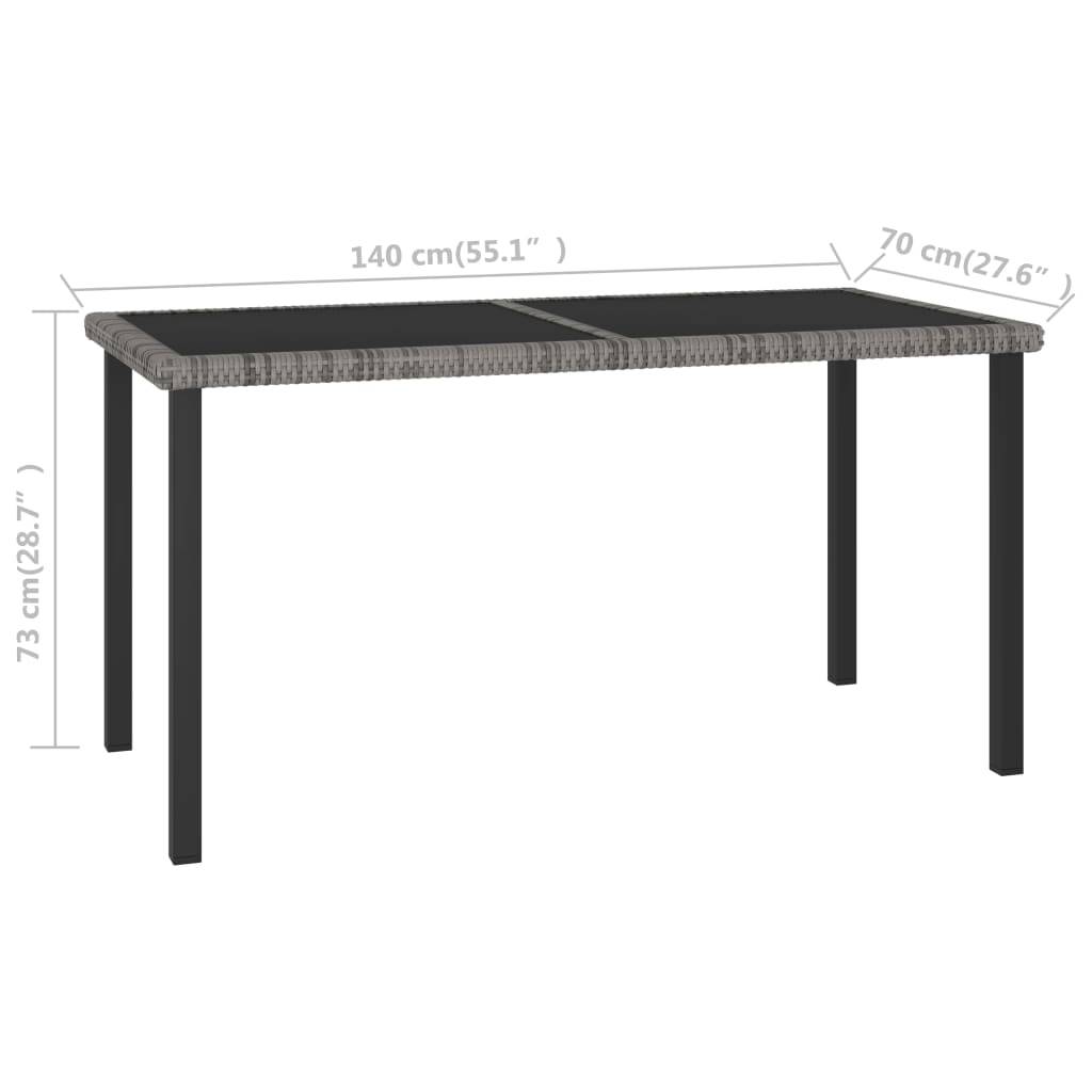 ComfortXL - Table de Repas de Jardin Rectangulaire 140cm Grise en Polyrotin et Verre pour 4 Personnes – ComfortXL Outdoor Living - Image 5