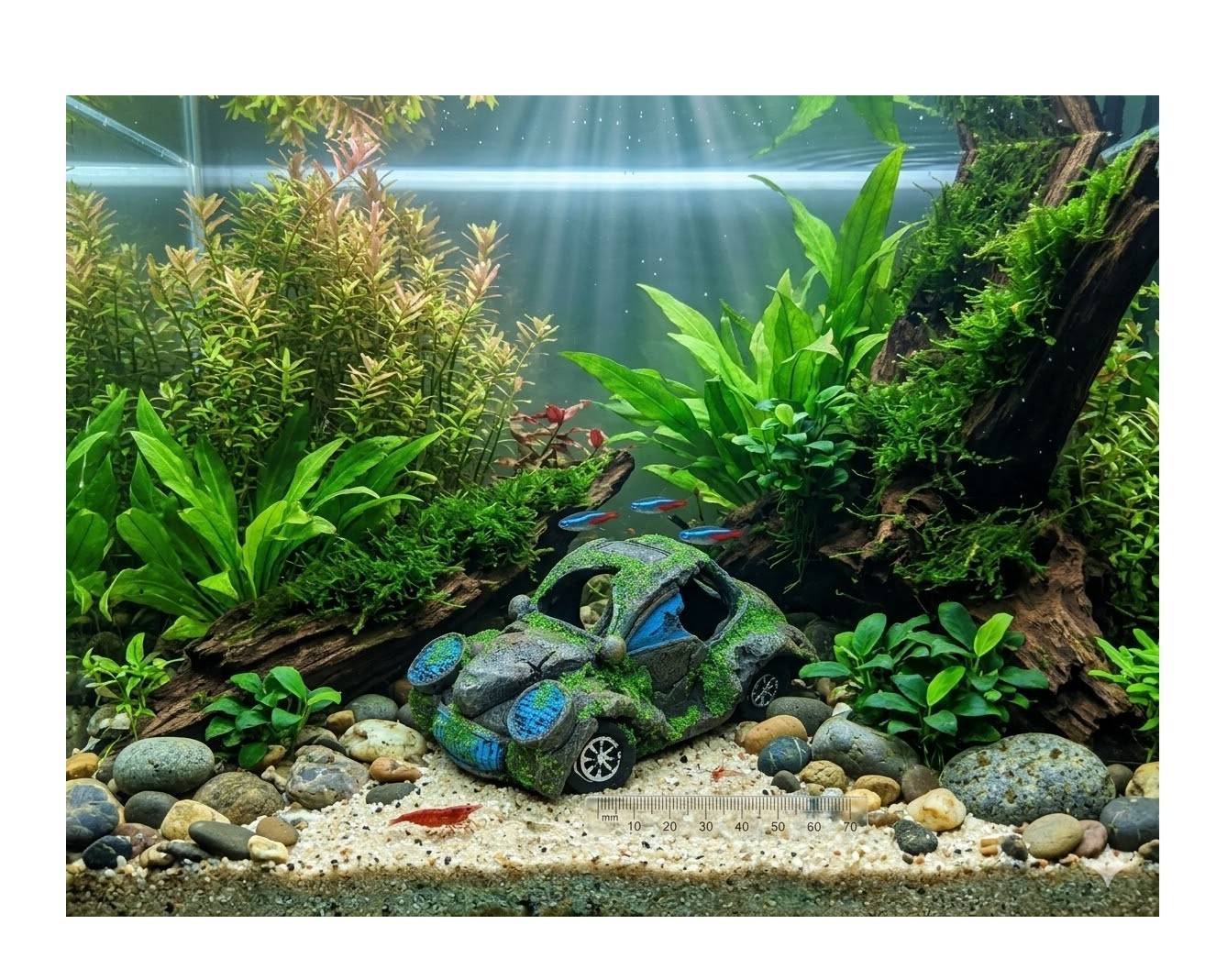 Décoration aquarium voiture scarabée cachette effet mousse - Image 3