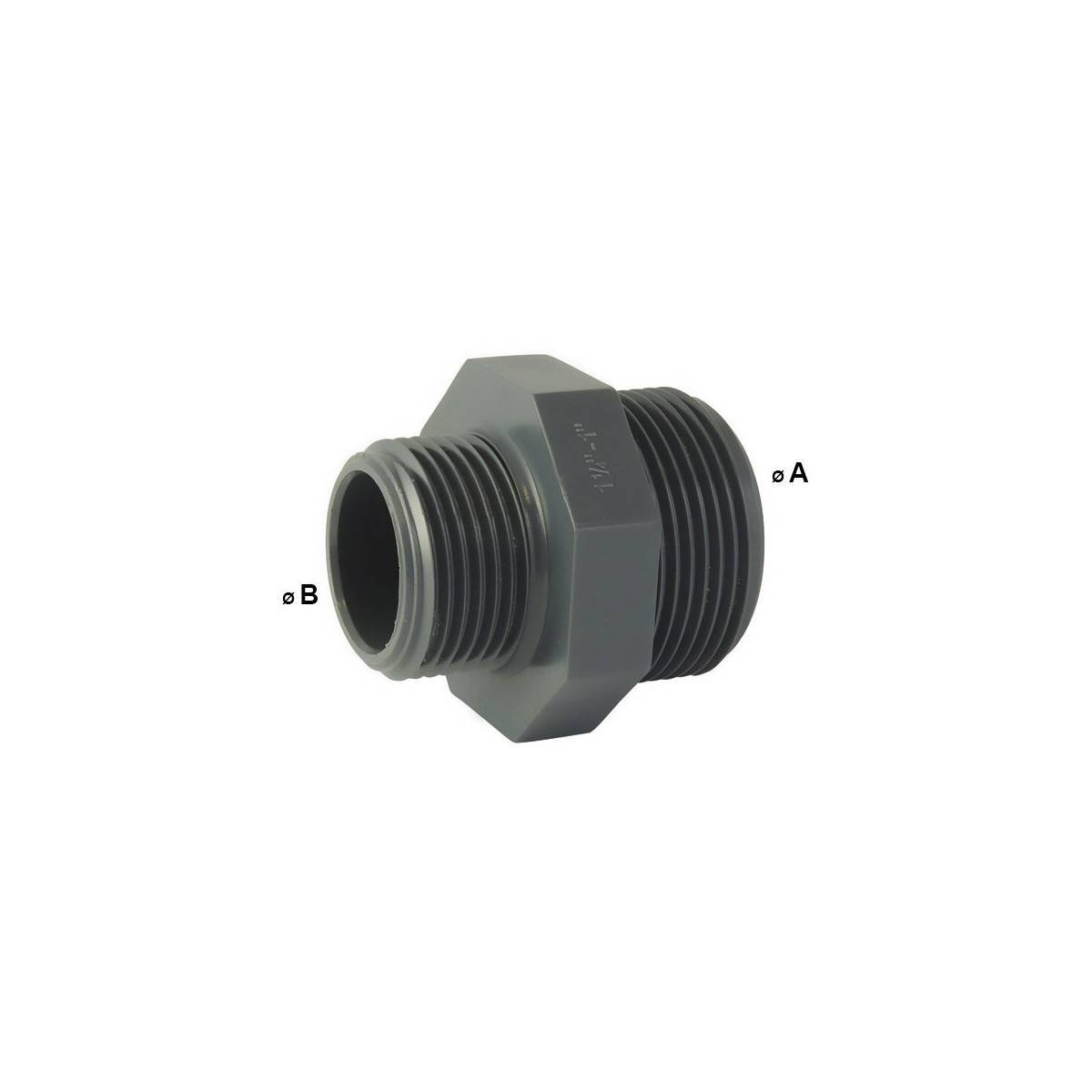 Codital - Mamelon réduit Mâle-Mâle PVC-U à visser PN16 : Adaptateur fileté - 3'' - Imagen 2