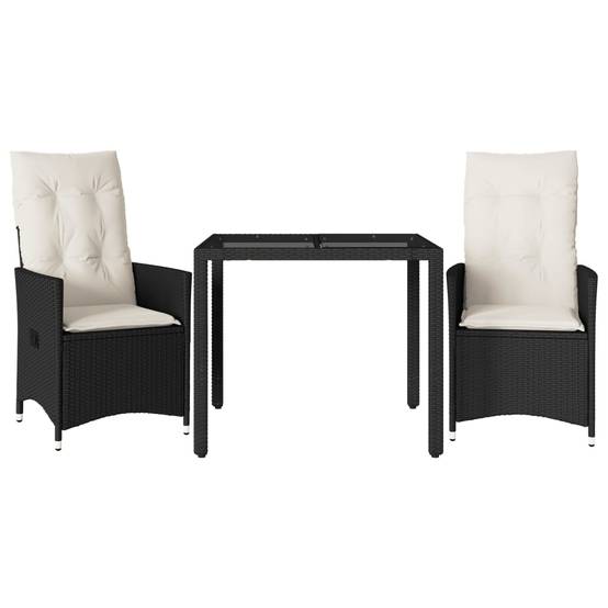 Salon de Jardin 2 Personnes avec Fauteuils Inclinables et Table Carrée en Verre Noir – ComfortXL Outdoor Living - Image 2