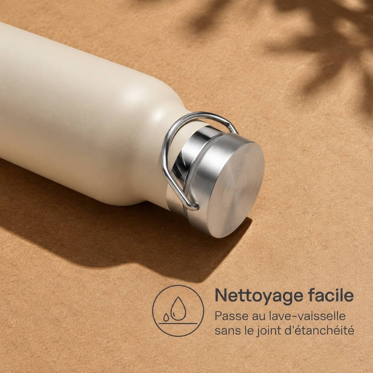 Bouteille Isotherme 750 Ml Beige Étanche Lave-Vaisselle Double Paroi Sport - Image 4