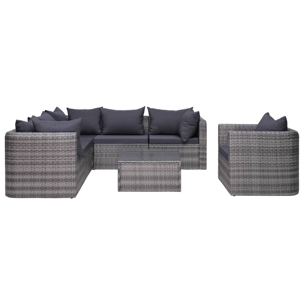Vidaxl - Salon de jardin 7 pcs et coussins et oreillers Résine tressée vidaXL 44158 - Imagen 2