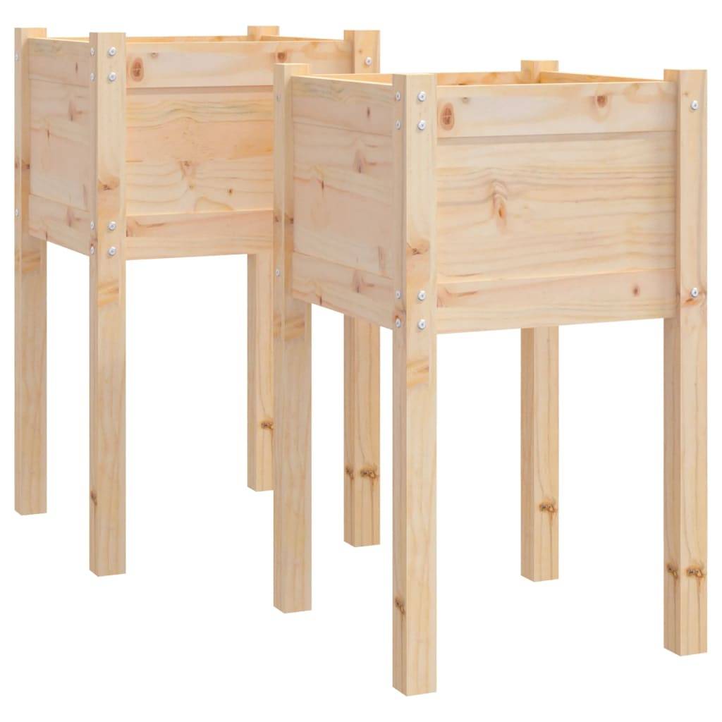 Vidaxl - Jardinières d'extérieur 2 pcs 40x40x70 cm bois de pin massif vidaXL 810790 - Image 2