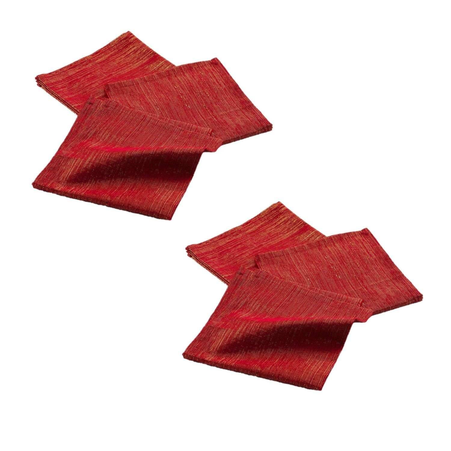 Sans Marque - Lot de 6 serviettes fils métallisés L. 40 cm x l. 40 cm - Rouge et or - Toilinux - Imagen 1