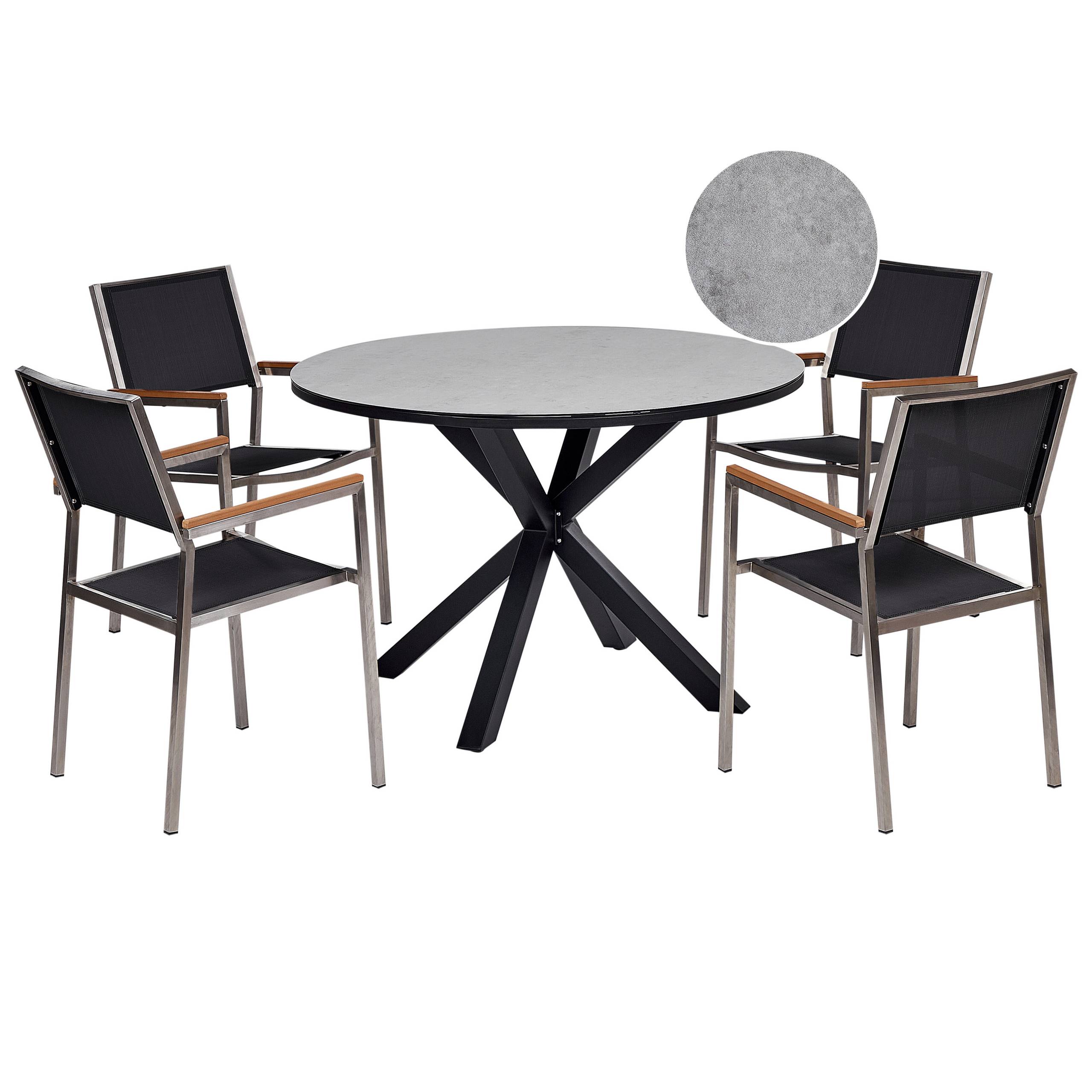 Beliani - Set de salle à manger, 4 Personnes Aluminium Gris/noir MALETTO/GROSSETO - Beliani - Imagen 2