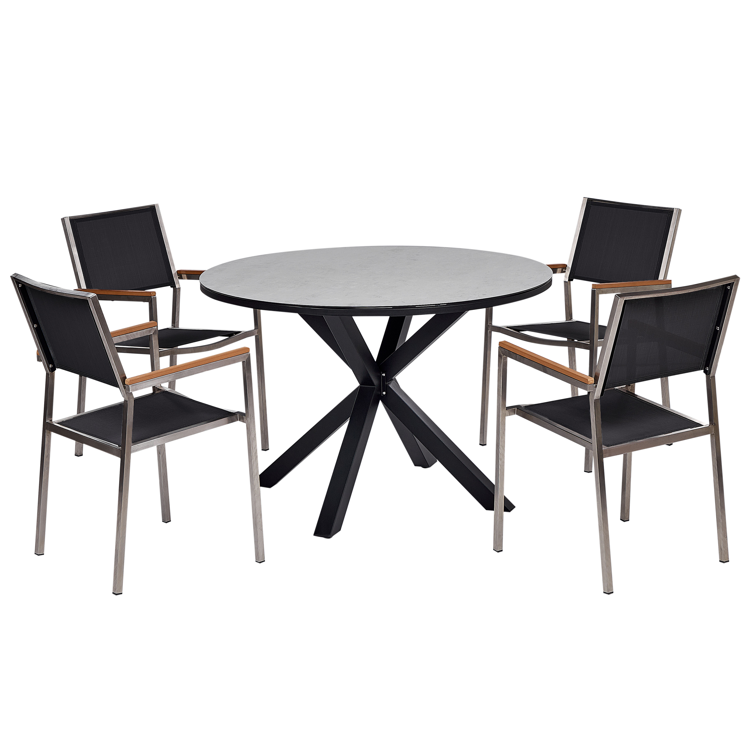 Beliani - Set de salle à manger, 4 Personnes Aluminium Gris/noir MALETTO/GROSSETO - Beliani - Imagen 4