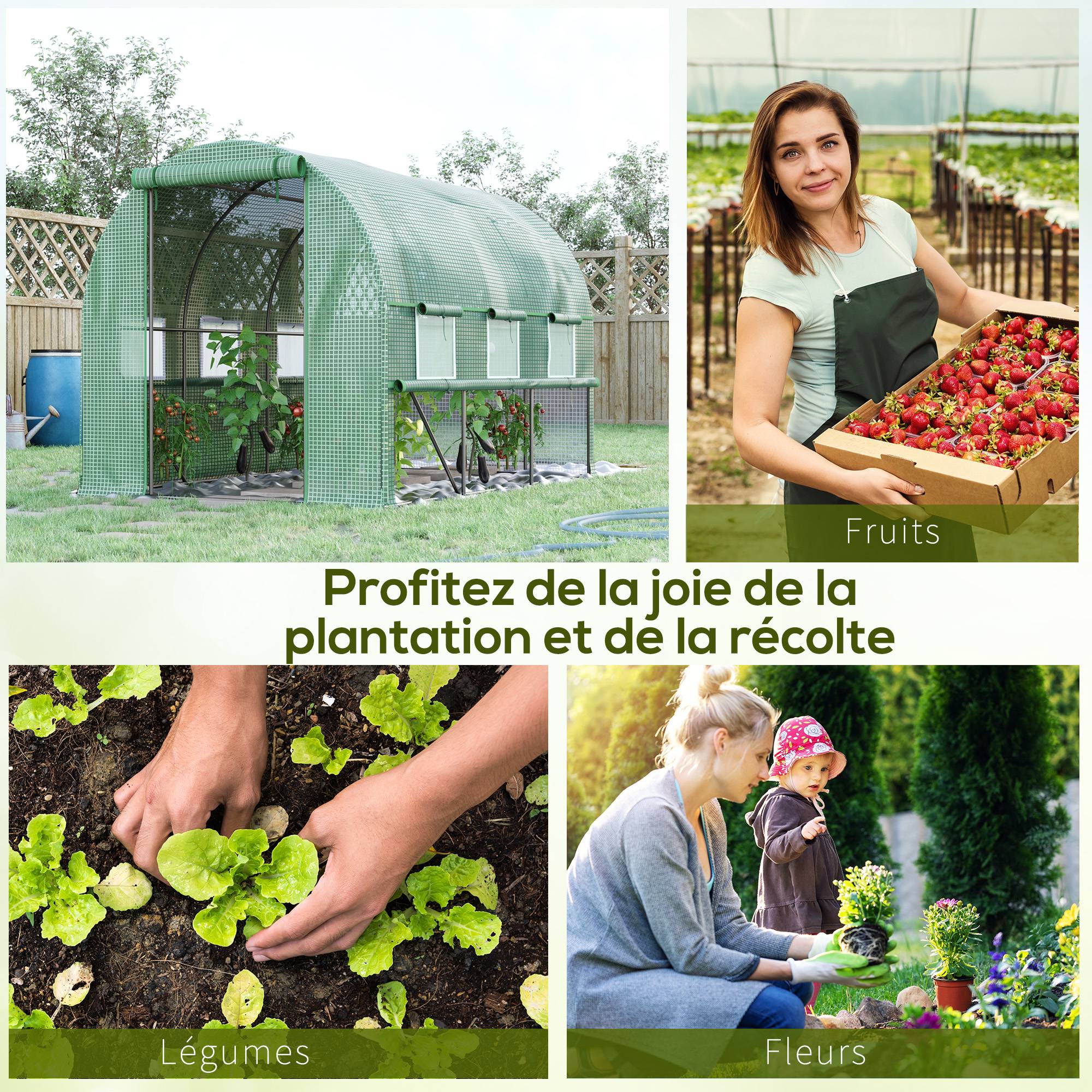 ComfortXL - Serre tunnel de jardin en PE pour grand potager protection maximale 295x200x200cm vert - ComfortXL Outdoor Living - Image 9
