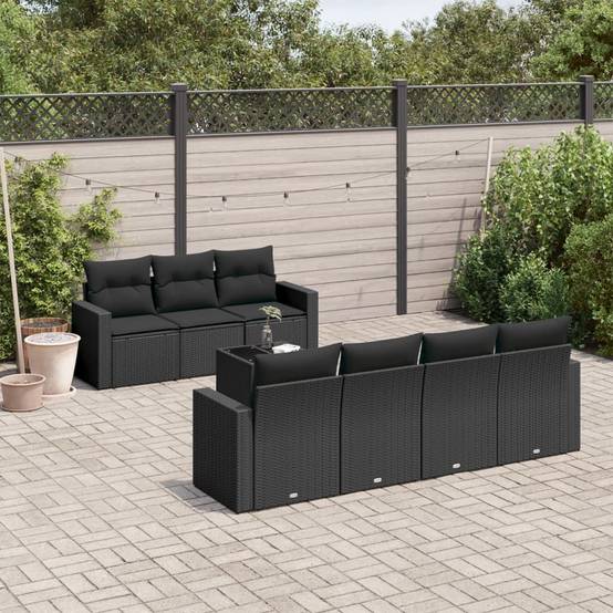 Salon de jardin 8 personnes résine tressée modulable avec table basse pour terrasse extérieur Noir - ComfortXL Outdoor Living - Image 1
