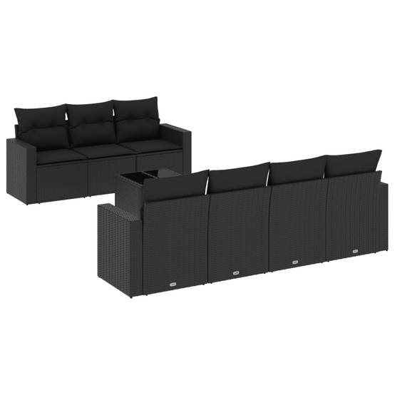 Salon de jardin 8 personnes résine tressée modulable avec table basse pour terrasse extérieur Noir - ComfortXL Outdoor Living - Image 2