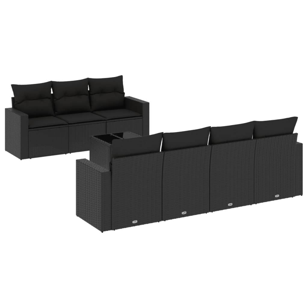 Salon de jardin 8 personnes résine tressée modulable avec table basse pour terrasse extérieur Noir - ComfortXL Outdoor Living - Image 2