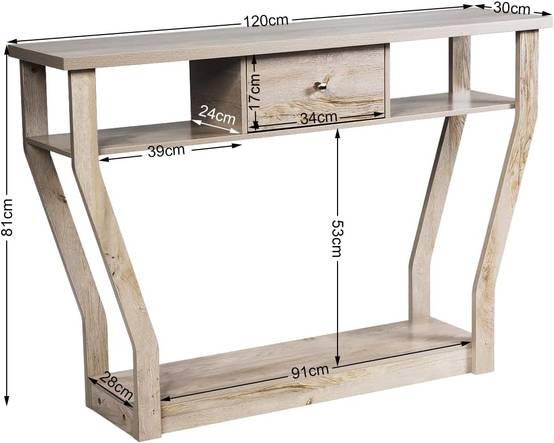 Table Console à Un Tiroir avec Poignées et 3 Compartiments pour Couloir,Chambre, 120x30x81,3cm - Image 5