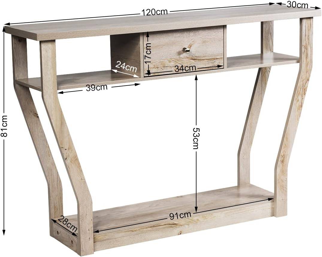 Table Console à Un Tiroir avec Poignées et 3 Compartiments pour Couloir,Chambre, 120x30x81,3cm - Image 5