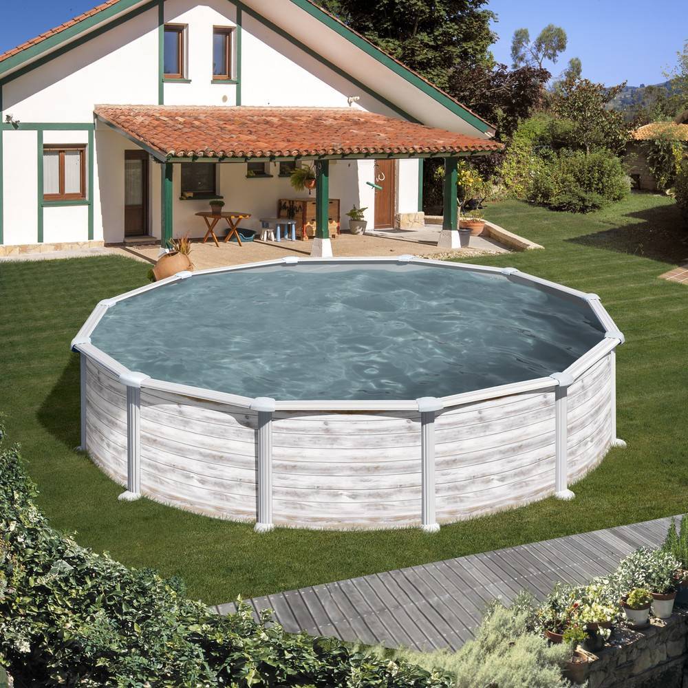 Gre Pools - Piscine ronde acier Ø5,70m x H: 1,32m  - Imitation bois Nordique Gre Pools - Image 2
