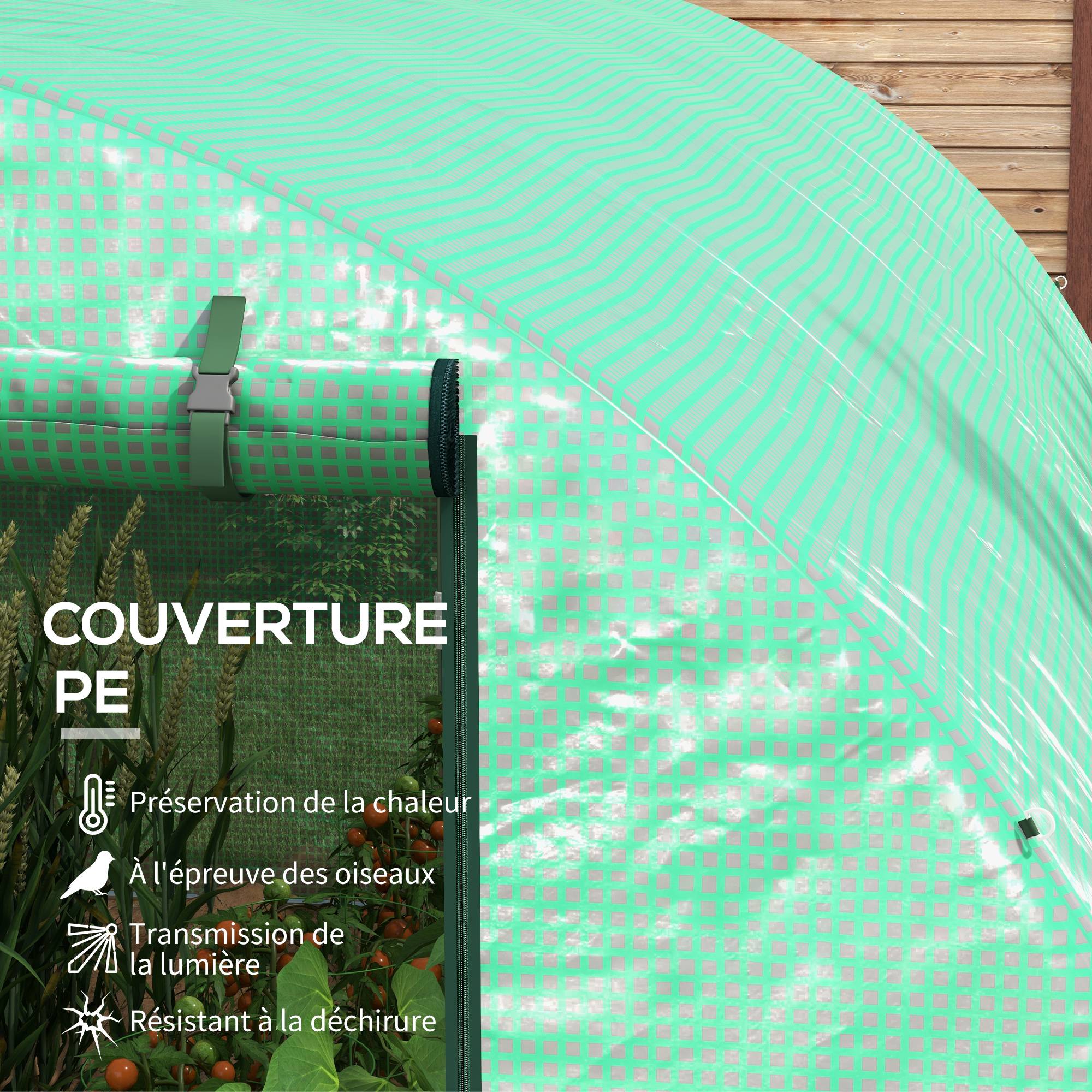 Outsunny - Serre tunnel 6m² 3x2x2m pour tomates avec arrosage intégré 6 fenêtres porte enroulable acier renforcé/PE 140g/m² vert - Outsunny - Image 6
