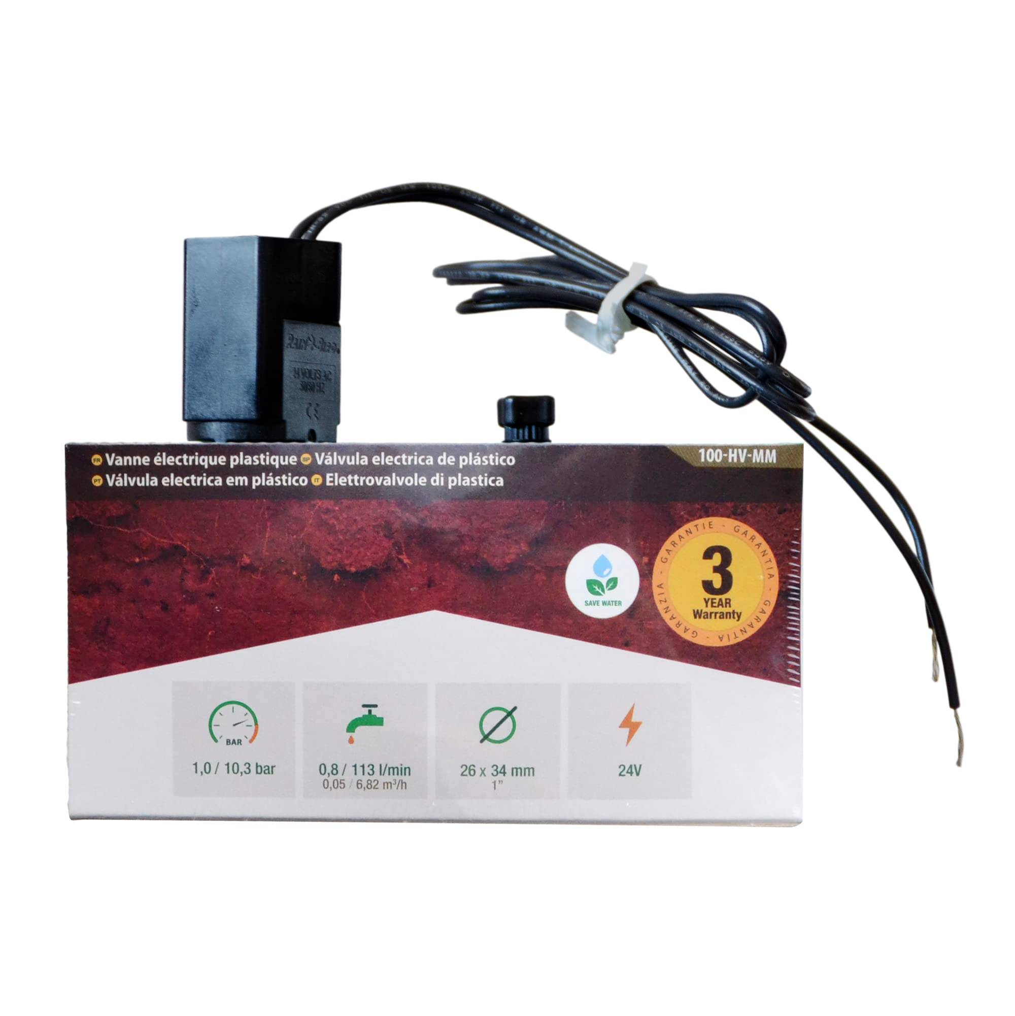 Electrovanne 9 Volts Rain Bird 100-HV-9V Filetage FF 26x 34 mm avec Vis de purge Ouverture et Fermeture Manuelle par Solénoide - Image 3