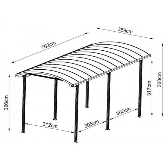 X-Metal - Carport aluminium blanc 27,36 m² pour camping-car, toiture polycarbonate 6mm X-Metal - Image 7