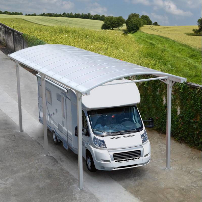 X-Metal - Carport aluminium blanc 27,36 m² pour camping-car, toiture polycarbonate 6mm X-Metal