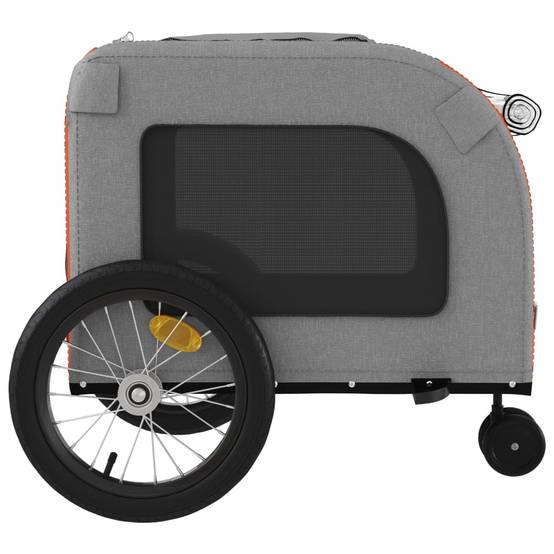 Remorque de vélo pour animaux fer et tissu Oxford orange et gris 63 x 121 x 65 cm - PANGIVO - Image 7