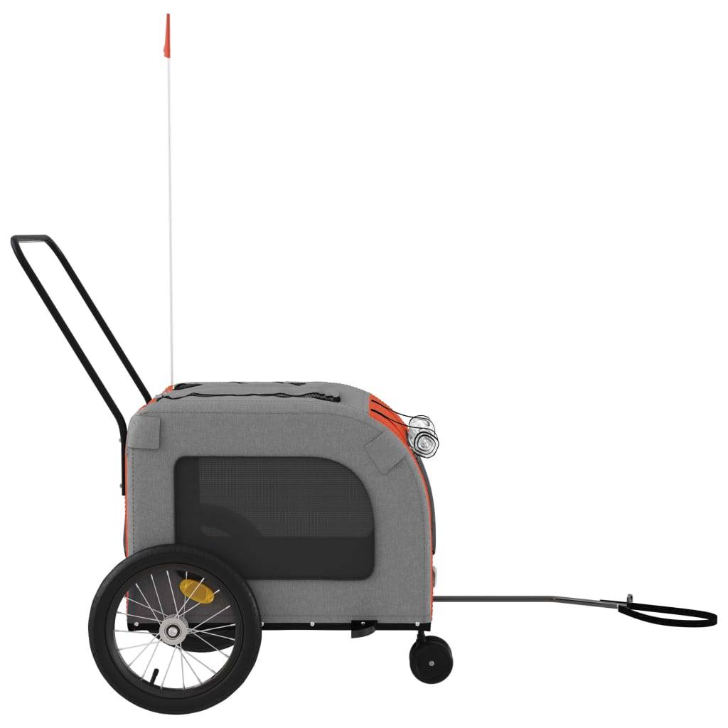 Remorque de vélo pour animaux fer et tissu Oxford orange et gris 63 x 121 x 65 cm - PANGIVO - Image 6