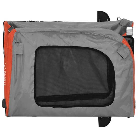 Remorque de vélo pour animaux fer et tissu Oxford orange et gris 63 x 121 x 65 cm - PANGIVO - Image 9