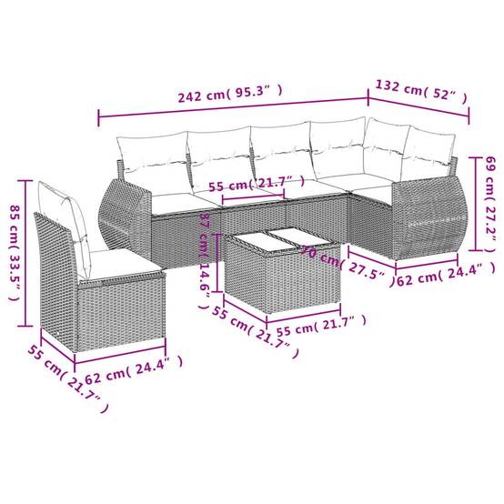 Salon de jardin bas 6 places en résine tressée pour détente extérieure Beige et Gris - ComfortXL Outdoor Living - Image 8