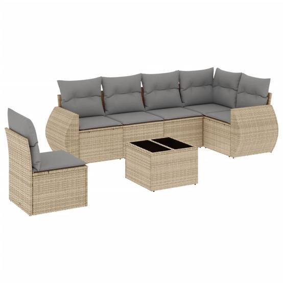 Salon de jardin bas 6 places en résine tressée pour détente extérieure Beige et Gris - ComfortXL Outdoor Living - Image 2