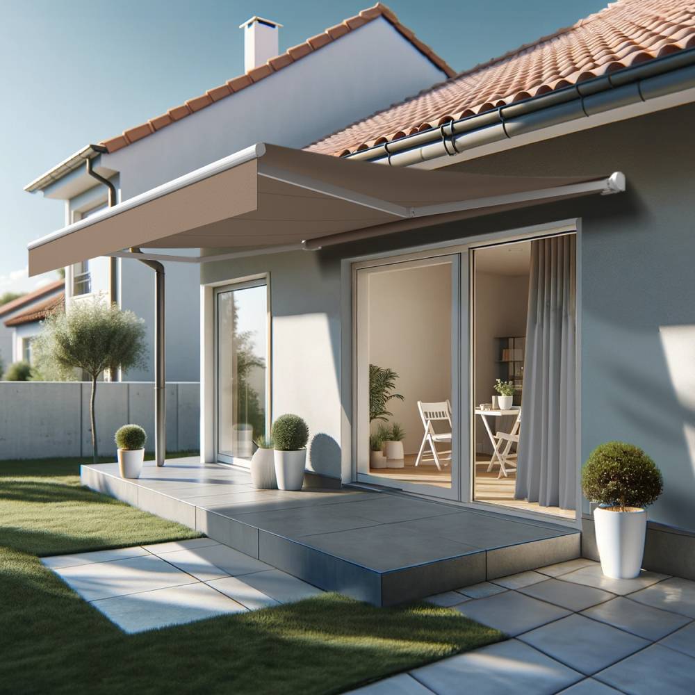 Intersun - Store banne loggia DIONEA 4,00x3,00 M (Motorisé Secours à Télécommande - Blanc - Taupe) - INTERSUN - Imagen 2
